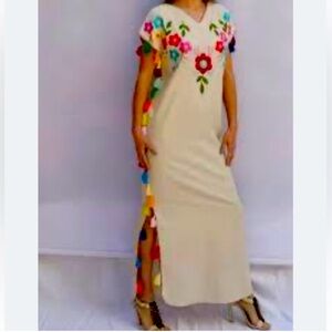 - Boho Embroidered with tasels LOVESTICH Dress/Coverup M-L